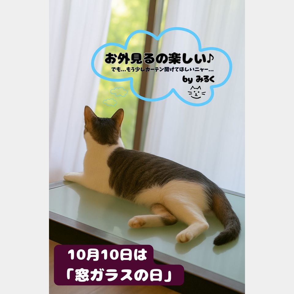 10月10日は窓ガラスの日～猫ちゃんと窓際～の投稿画像01