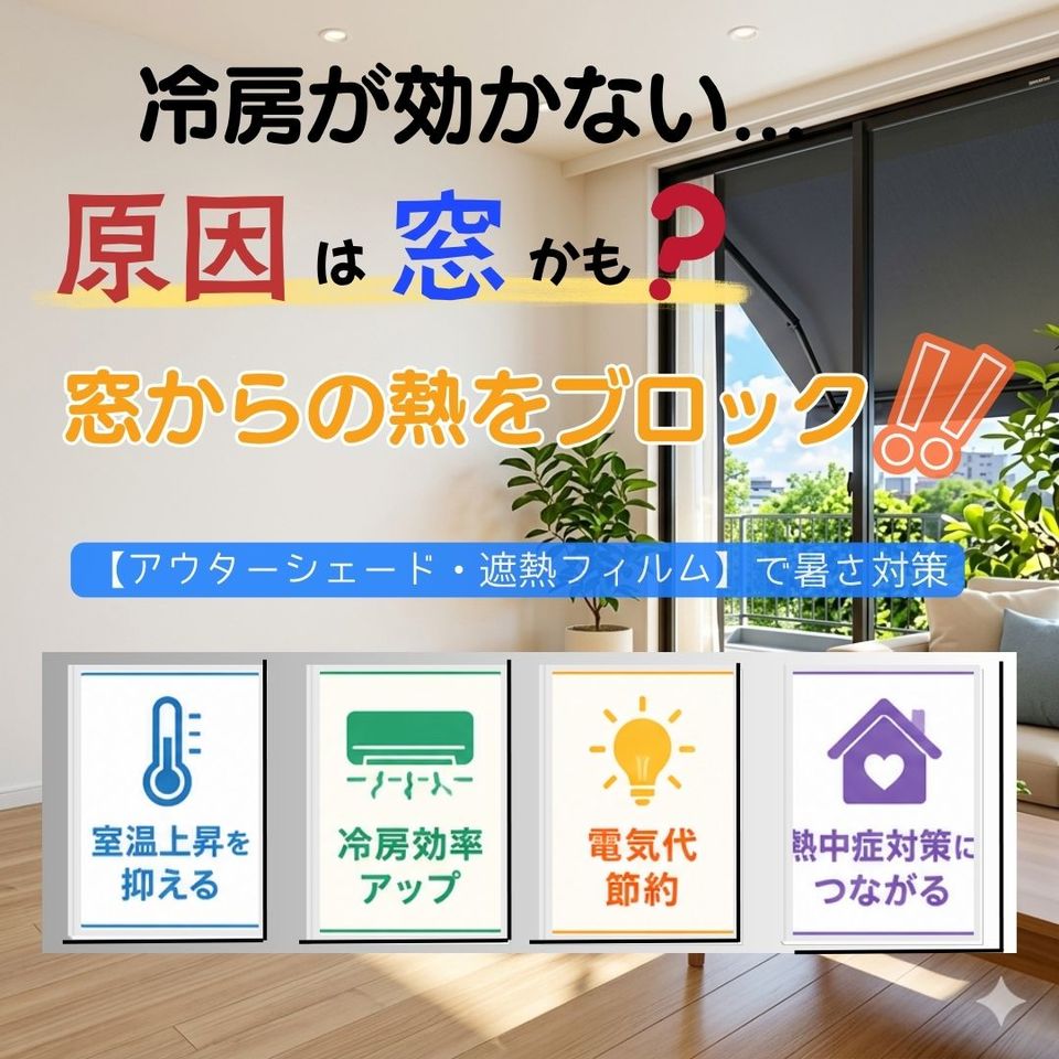 冷房が効かない原因は窓かも？アウターシェード・遮熱フィルムでできる暑さ対策と電気代節約の投稿画像01